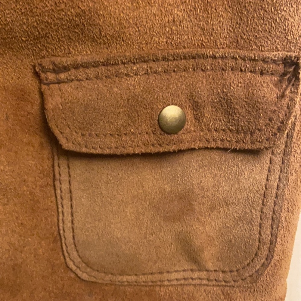 Vintage RARE 50s-60s Ralph Edwards brown leather button vest with Sherpa lining - Picture 5 of 9